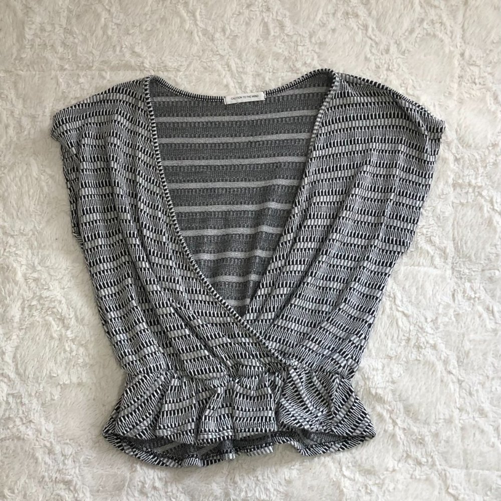 Black and White pattern Wrap Shirt